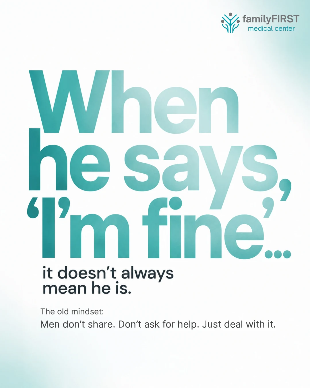 Men's mental health creative reading When he says I'm fine